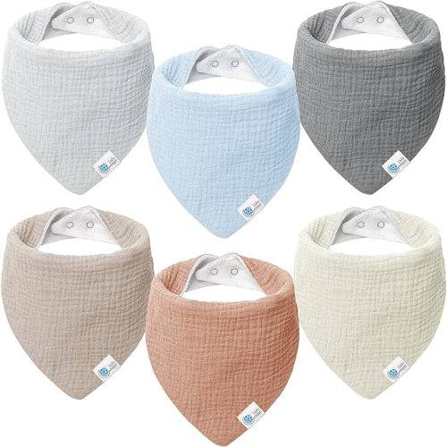lulumoon Muslin Baby Bibs 100% Cotton Baby Bandana Drool Bibs for Teething and Drooling - Star