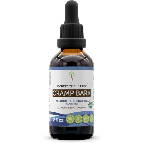 Secrets of the Tribe Cramp Bark USDA Organic | Alcohol-Free Extract, High-Potency Herbal Drops | Made from 100% Certified Organic Cramp Bark (Viburnum Opulus) Dried Bark (2 FL OZ)