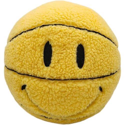 11 inch Simple Like-Smile Face Basketball Like-Smile Face Pillow Plush Throw Pillow Gift Home Funny Expression Children's Room Decoration (Cashmere - Yellow)……