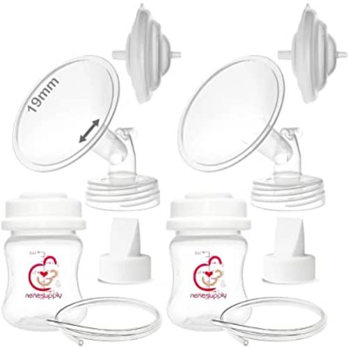 Nenesupply Pump Parts Compatible with Spectra S2 S1 9 Plus Breast Pump to Replace Spectra Pump Parts S2 Accessories Flange 19mm Duckbill Valve Tubing Bottles Backflow Protector