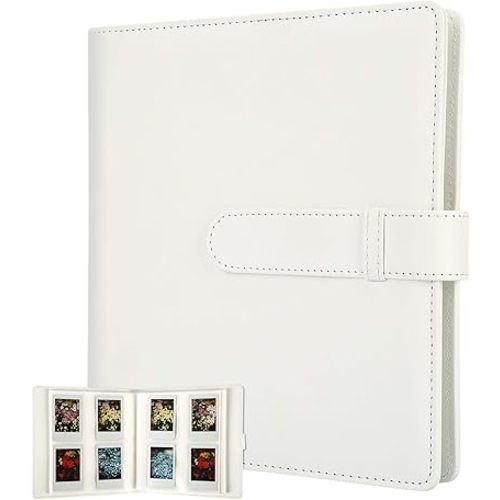 Veicevol 256 Pockets Photo Album for Fujifilm Instax Mini Camera, Polaroid Camera, Leather Cover, Photo Album for Instax Mini 12 11 9 40 90 8 7 Evo LiPlay Instant Camera, 2x3 Photo Album(White)