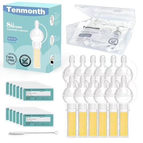 Colostrum Collector Kit Tenmonth Breast Milk Collector with Storage Case Set, Portable Colostrum Container Ready-to-Use, BPA Free 0.1oz/4ml, 12pcs