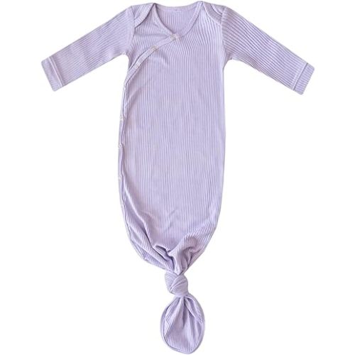 Copper Pearl Baby Gown - Knotted Newborn Sleepers for Baby Boy and Girl, Soft Stretchy Long Sleeve Infant Gowns with Bottom Tie and Hand Mittens, Perfect Hospital Coming Home Outfit (Periwinkle)