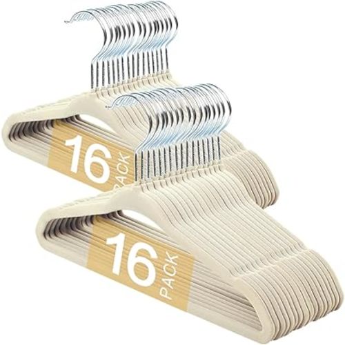 11 Inch Baby Velvet Hangers,32 Pack Velvet Kids Hangers,Non Slip Toddler Infant Hangers,Baby Clothes Hangers for Closet (Ivory)
