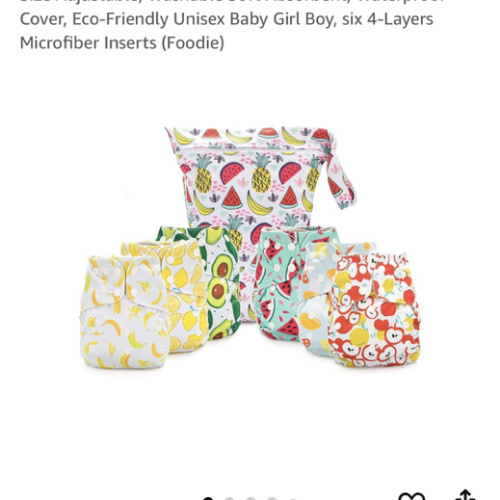 Simple Being Reusable Cloth Diapers, Double Gusset, One Size Adjustable, Washable Soft Absorbent, Waterproof Cover, Eco-Friendly Unisex Baby Girl Boy, six 4-Layers Microfiber Inserts (Foodie)