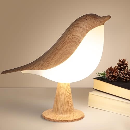 VoMii Touch Bird Table Lamp, Small Cordless Desk Lamp, 3 Color Temperature with Dimmable Birghtness, Cute Night Light Built in 2600mAh Rechargeable Battery for Bedroom Bedside Nightstand Office Decor