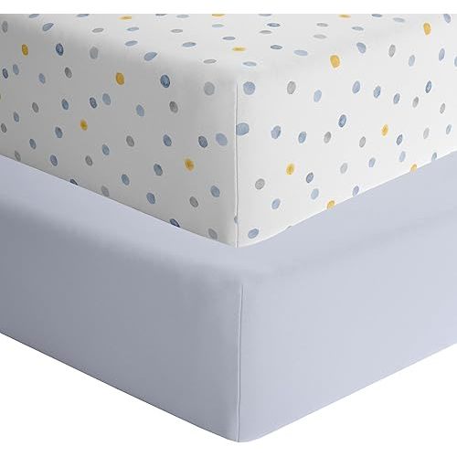 Featherhead™ 2-Pack Fitted Crib Sheets - 100% Cotton - 52" x 28" x 9" for Standard Crib and Toddler Mattress (Jersey Boys Polka)