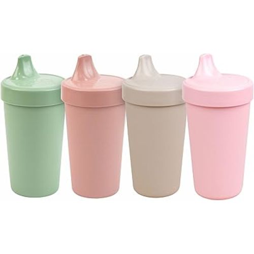 Re-Play Sippy Cups for Toddlers - 10 Oz. Reusable Spill Proof Cups for Kids, Dishwasher/Microwave Safe - Made in USA - Set of 4-3.13" x 6.25" - Desert Roses