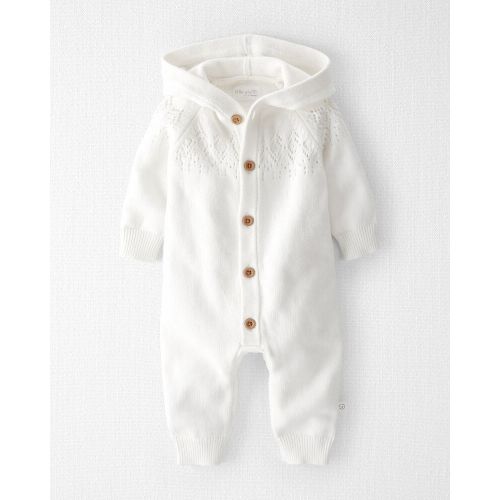 Organic Cotton Sweater Knit Jumpsuit - 9M (Light Cream)