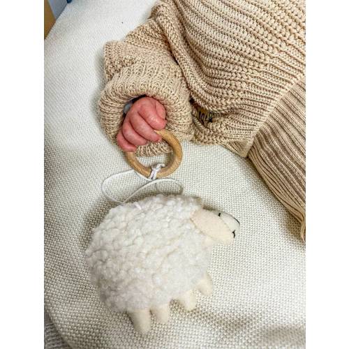 Boucle Sheep ornament, baby gym felt ornament, Baby gym hanging toys, Neutral newborn toy, Baby Shower Gift, Boucle Sheep toy
