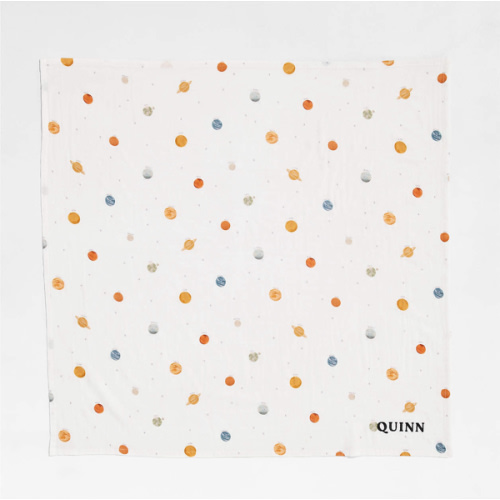 Personalized Outer Space Organic Cotton Gauze Baby Swaddle Blankets, Set of 2