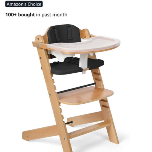 Amazon.com : Cowiewie Natural Wooden High Chair for Babies & Toddlers 3-Tier Remove & 2 Adjustable Tray, 8 Adjustable Highchair with Cushions, Easy to Clean (Black) : Baby