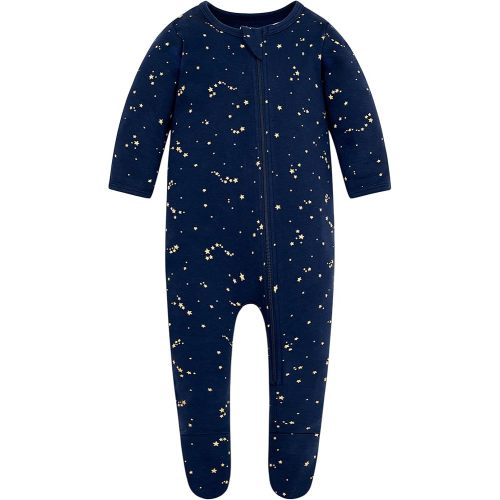 Owlivia Organic Cotton Baby Pajamas, Boys Girls Zip Front Sleep 'N Play Pjs, Footed Sleeper, Long Sleeve