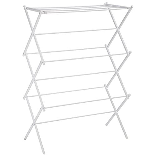 Amazon Basics Foldable Portable Laundry Rack for Air Drying Clothing, Indoor Outdoor Use - 14.5" D x 29.5" W x 41.8" H, White