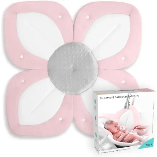 Blooming Bath Baby Bath Seat - Baby Tubs for Newborn Infants to Toddler 0 to 6 Months and Up - Baby Essentials Must Haves - The Original Washer-Safe Flower Seat (Lotus, Pink/White/Gray)