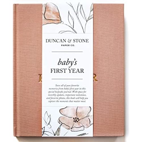 Baby First Year Book (Dusty Rose, 112 Pages) - Memory & Milestone Baby Photo Album from Pregnancy to Baby's 1st Year - Baby Memory Gifts for New Moms