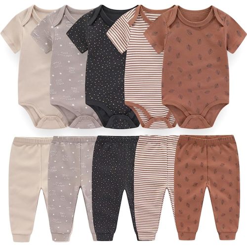 Baby Layette Set Baby Boys' 9-Piece Bodysuits Pants Set Toddler Girl Boy Unisex Baby Gift Sets