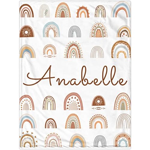 Youltar Personalized Baby Blanket with Rainbow Pattern Girl Name Custom Soft and Comfortable for Girls Newbornses sentials, Kids