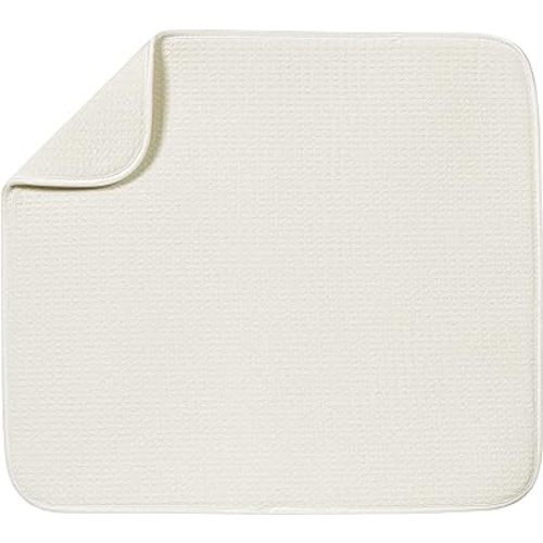 S&T INC. Dish Drying Mat, Highly Absorbent Microfiber Kitchen Counter Mat, Dish Drying Pad for Dishes, Utensils, Pots and Pans, Large 16" x 18", Cream