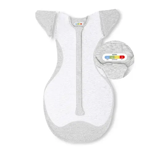 BABELIO Newborn Swaddle with Zipper Sleeves Transitional Baby Swaddle 3-6 Months Temp-Sensing Breathable Sleep Sack Light Gray