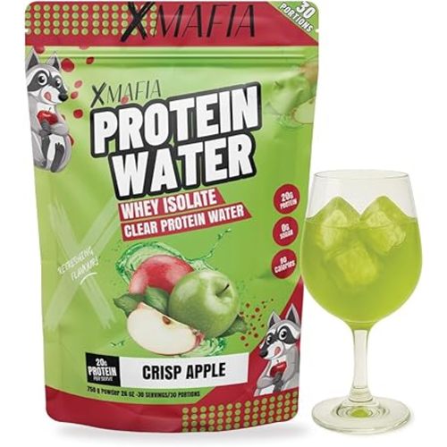 XMafia – Protein Water, Clear Protein Powder – 30 Servings, 20g Protein, 27 oz - Hydrator Whey Isolate - 0g Lactose, 0g Sugar, Keto-Friendly - Apple - Iso Juice Protein, Post-Workout