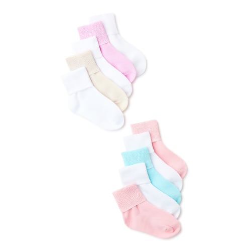 Wonder Nation Baby Girls Bobby Socks, 10-Pack, 0M- 6M