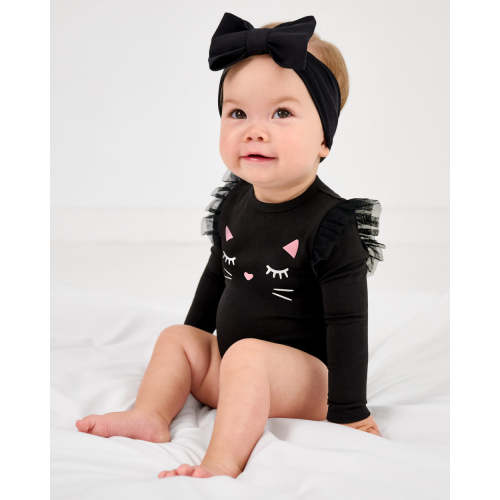 Black Cat Flutter Bodysuit - Little Sleepies