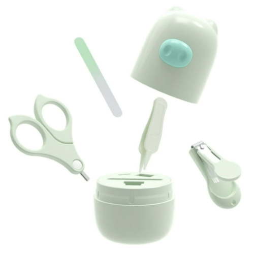 Portable and Compact 4-In-1 Baby Nail Care Set, Safe and Easy to Use Non-Toxic Materials Stainless Steel Baby Nail Scissors, Tweezers, File, Travel-Friendly Protective Case for