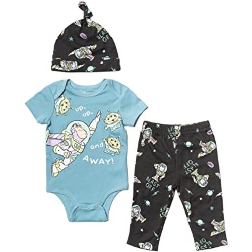 Disney Pixar Toy Story Monsters Inc. Lion King Mickey Mouse Mike Baby Bodysuit Pants and Hat 3 Piece Set Newborn to Infant