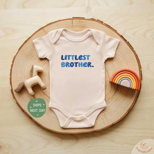 Littlest Brother Baby Onesie®, Funny Matching Sibling Outfit, Cute Baby Boy Bodysuit, Adorable Baby Shower Gift For Brothers