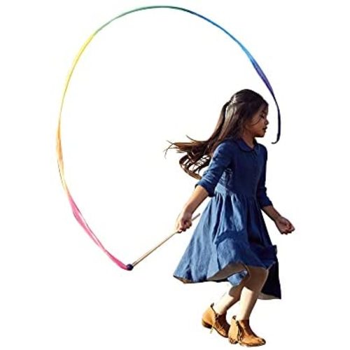 Sarah's Silks Rainbow Streamer - 8' Long Ribbon Wand for Kids, Pretend Play, Dance, Baton Stick Twirling, and Gymnastics Party Favors | 100% Silk and Wood Montessori and Waldorf Toys