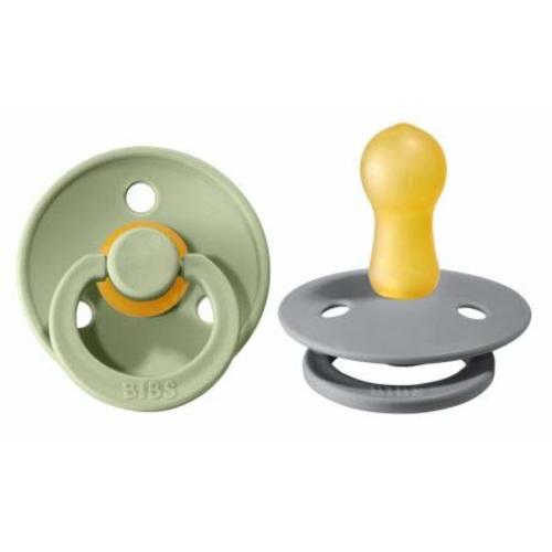 BIBS BPA-Free Natural Rubber Baby Pacifier | Made in Denmark (Cloud/Sage, 0-6 Months) 2-Pack