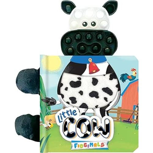 Fidgimals Little Cow Animal Farm Baby Book | Educational Children's Books, Sensory Board Book with Pop It Fidget Toys, Perfect Sensory Toys for ... Baby Books I Your Sensory Fidget Farm Friend