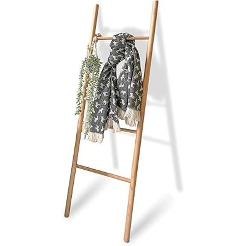 Wooden Blanket Ladder, 5.4 Ft, Blanket Quilt Towel Holder Rack Decorative Ladder, Multi-style Ladder Shelf For Living Room Bedroom Bathroom Home Decor