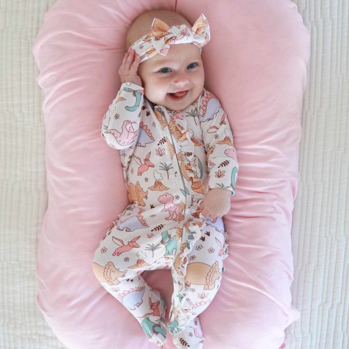 Dolly's Dinos Ruffle Zipper Footie