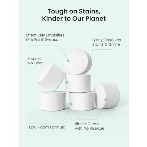 GROWNSY Detergent Tablets, 130 Bottle Washer Tablets Compatible with All Brands Bottle Washer, Momcozy, and Baby Brezza Baby Bottle Washers, Powerful Detergent, Removes Milk Residue