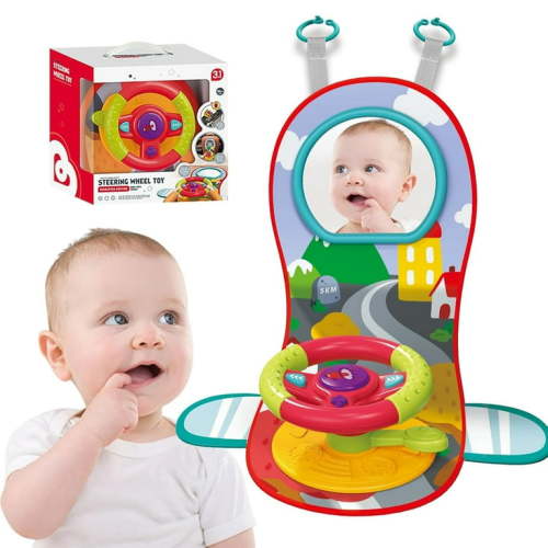 Toddler Steering Wheel Toy with Light and Sound, Baby Interactive Toy for Toddlers 1-3 Year Old, Learning Toys for 1 2 3 Year Old Boys Girls