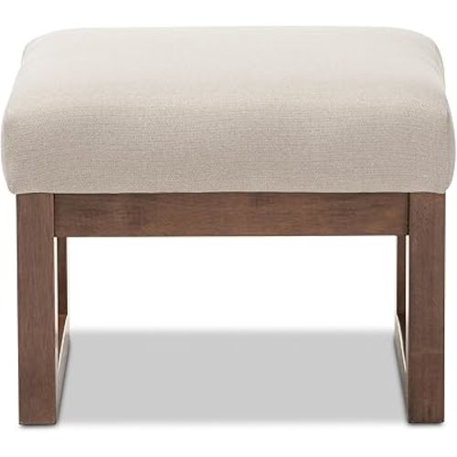 Baxton Studio Yashiya Fabric Ottoman, Light Beige