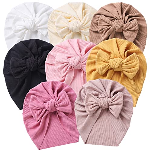 KIDOCHEESE Baby Turban Big Hair Bow Baby Hat Baby Girl Soft Beanie Cap Newborn Infant Toddler Kid Headwrap