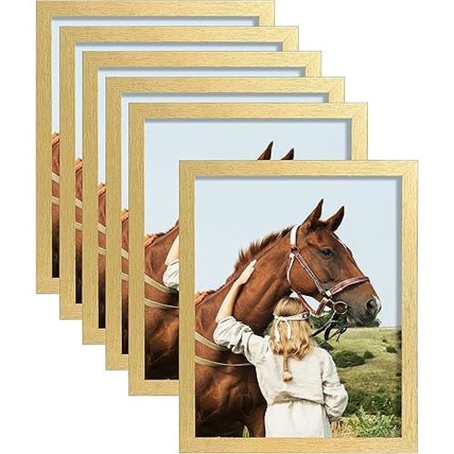 ELSKER&HOME 8x10 Picture Frame Gold Set of 6 - Multi Photo Frames Collage with HD Real Glass for Table Top or Wall Mount Display