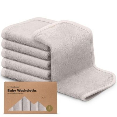 6pk Deluxe Baby Washcloths, Organic And Soft Baby Wash Cloth, Baby Bath Towel, Face Cloths (heather)