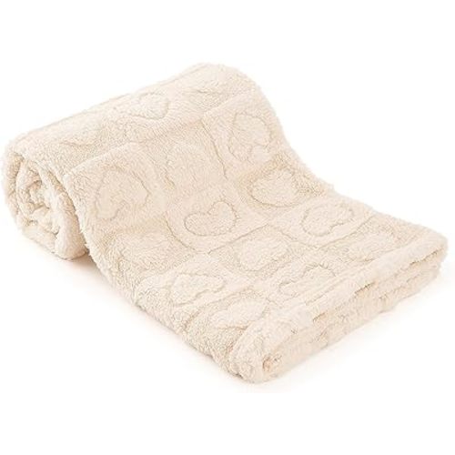 Plush Soft with Heart Checkered Baby Blanket,Fleece Infant Toddler Blankets for Girls Boys,Warm Lightweight Breathable Newborn Receiving Blankets for Crib Stroller 30"×39" (White, Heart)
