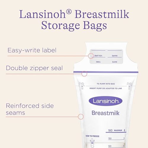 Lansinoh Breastmilk Storage Bags, 200 Count Value Pack, Easy to Use Milk Storage Bags for Breastfeeding, Presterilized, Hygienically Doubled-Sealed, for Refrigeration and Freezing, 6 Ounce - 200.0