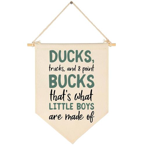Duck Hunting Nursery Decor-Deer Wall Decor-Birthday Christmas Gift-Canvas Hanging Flag Banner Wall Sign Decor Gift for Nursery Bedroom Playroom Front Door Baby Kids Boy Teen