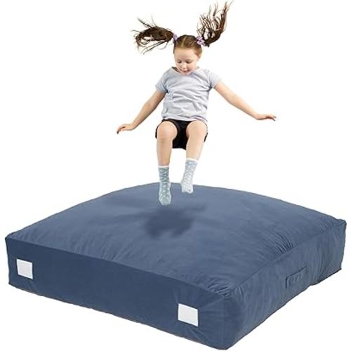 whiffee Upgraded Crash Pad for Kids Sensory with Handle,Soft Foam Blocks - Crash Pads for Autistic Children Indoor Jump Climb, Kids Autism Sensory Crash Mat with Anti-Slip Washable Cover