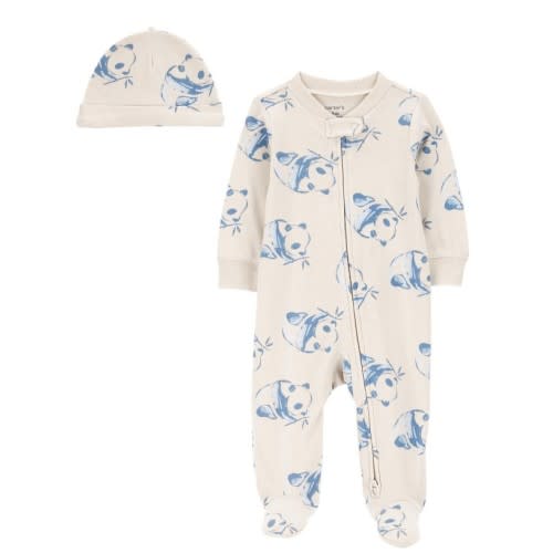 Baby Panda 2-Piece Sleep & Play Pajamas and Cap Set