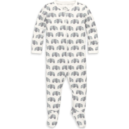 Baby Organic Animal Friends Zip Footie, Fog Pandas - Primary | Maisonette