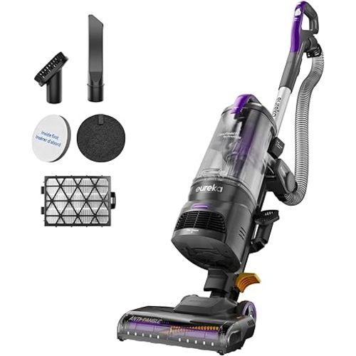 Eureka FlexReach Powerful Upright Vacuum Cleaner for Carpet and Hard Floor, Lift-Up Vacuum with Large Dust Cup, Anti-Tangle, NEU651PL, Purple