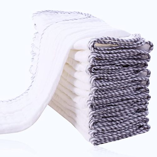 Cute Castle 12 Pack Muslin Burp Cloths for Baby - Ultra-Soft 100% Cotton Baby Washcloths - Large 20'' by 10'' Super Absorbent Milk Spit Up Rags - Burpy Cloths for Unisex, Boy, Girl - Stripe - 20x10 Inch (Pack of 12)