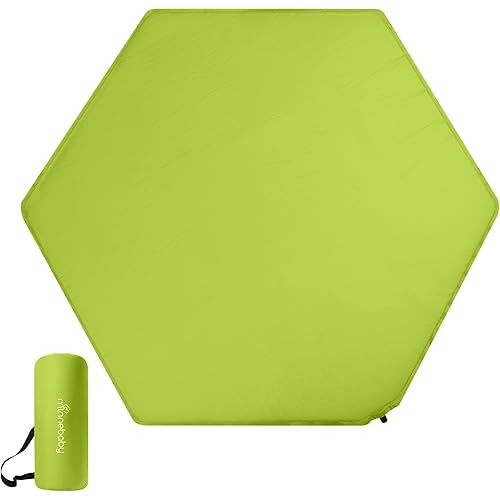 Minnebaby Hexagon Playpen Mat Compatible with Summer Pop 'N Play Playard & Regalo Play Yard, Self Inflating Playard Pad, Comfortable and Portable Playmat with Carrying Bag - Green